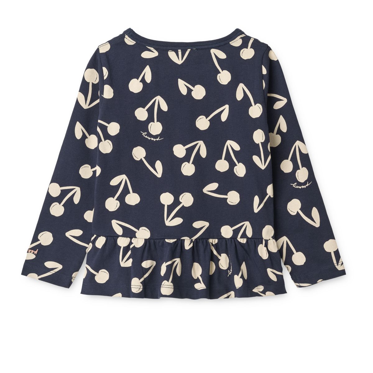LIEWOOD Margit Langærmet Peplum Top - Cherry blossom / Classic navy - T-shirt
