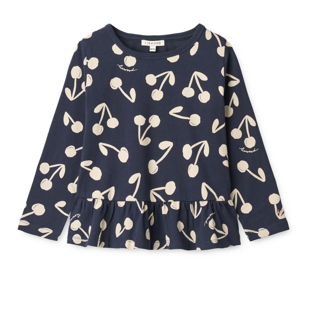 LIEWOOD Margit Langærmet Peplum Top - Cherry blossom / Classic navy - T-shirt