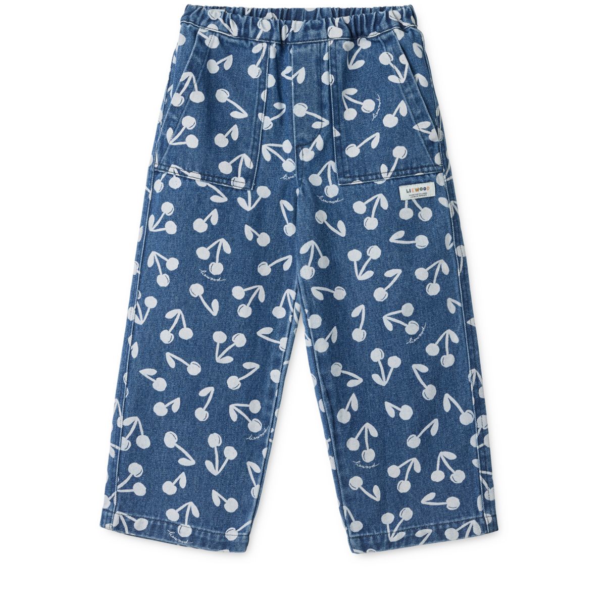 LIEWOOD CESAR Denimbukser med Print - Cherry blossom / Medium blue denim - Bukser