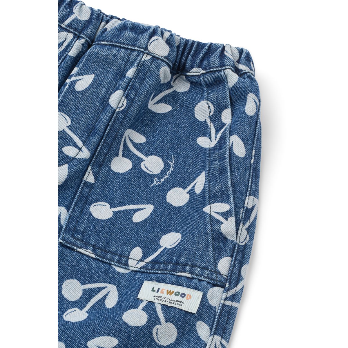 LIEWOOD CESAR Denimbukser med Print - Cherry blossom / Medium blue denim - Bukser