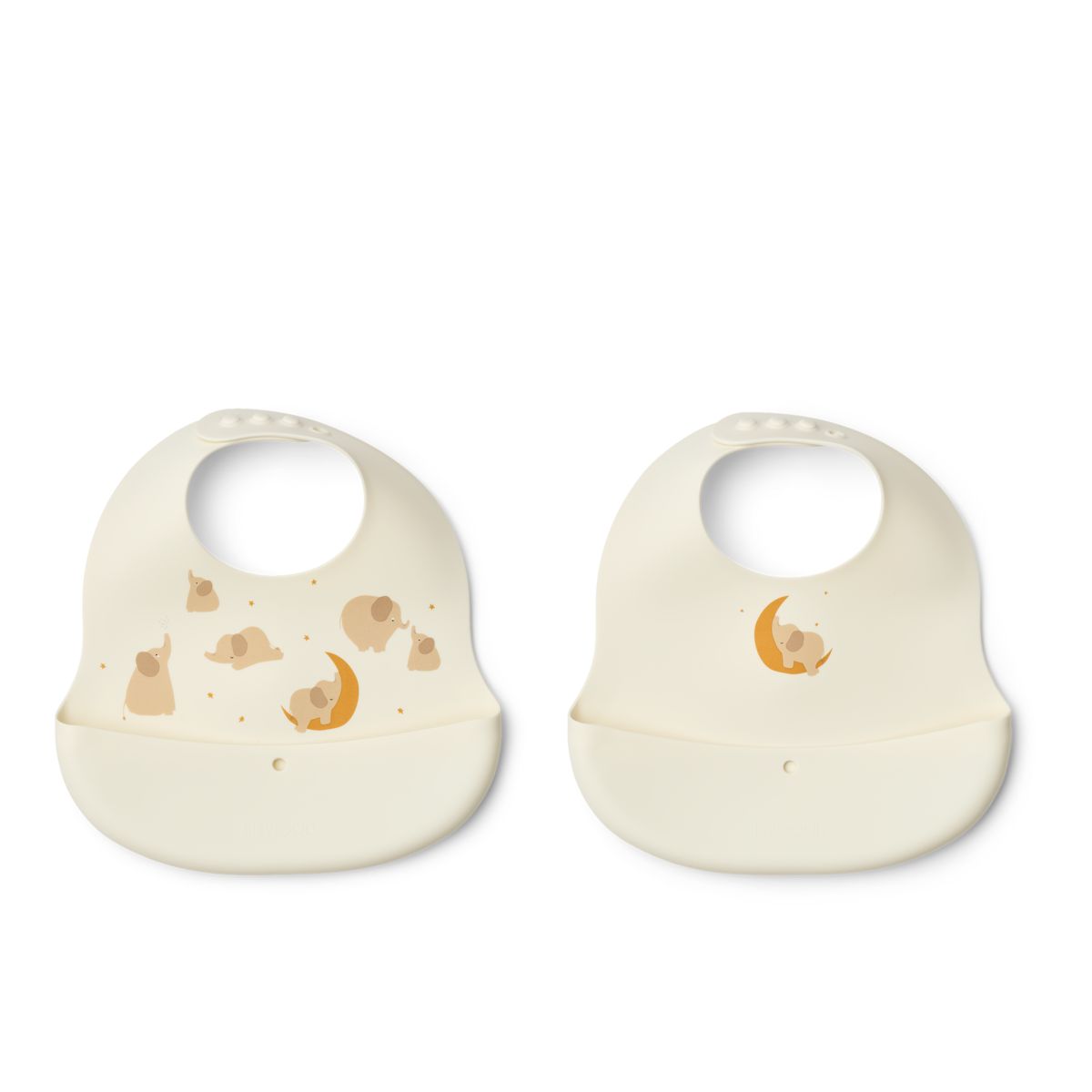 LIEWOOD EMBER Mønstret Hagesmæk 2 stk - Elephant / Creme de la creme - Hagesmæk