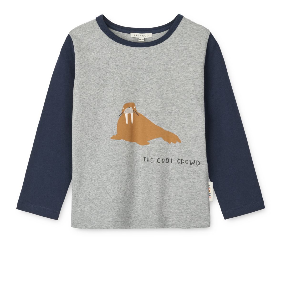 LIEWOOD APIA Langærmet T-shirt - Walrus / Grey melange / Classic navy - T-shirt
