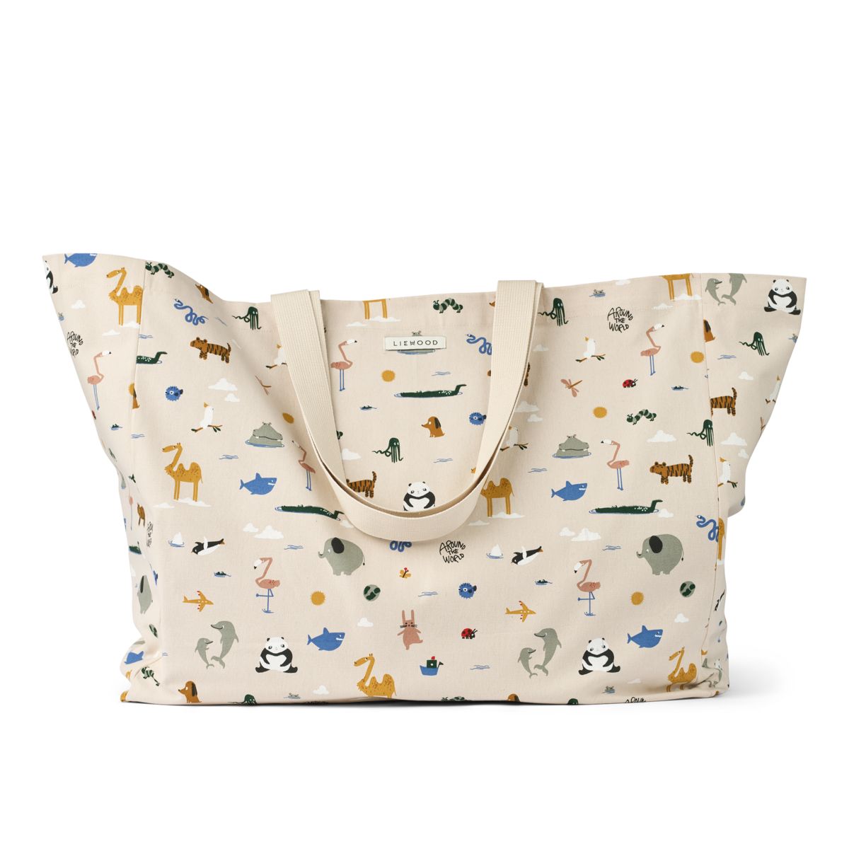 LIEWOOD Maxi Mulepose - Around the world / Sandy - Stofnet
