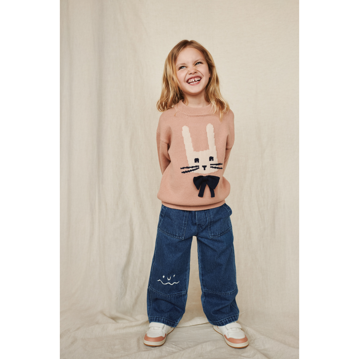 LIEWOOD ORLANE Broderet Striktrøje - Rabbit / Pale tuscany - Sweater