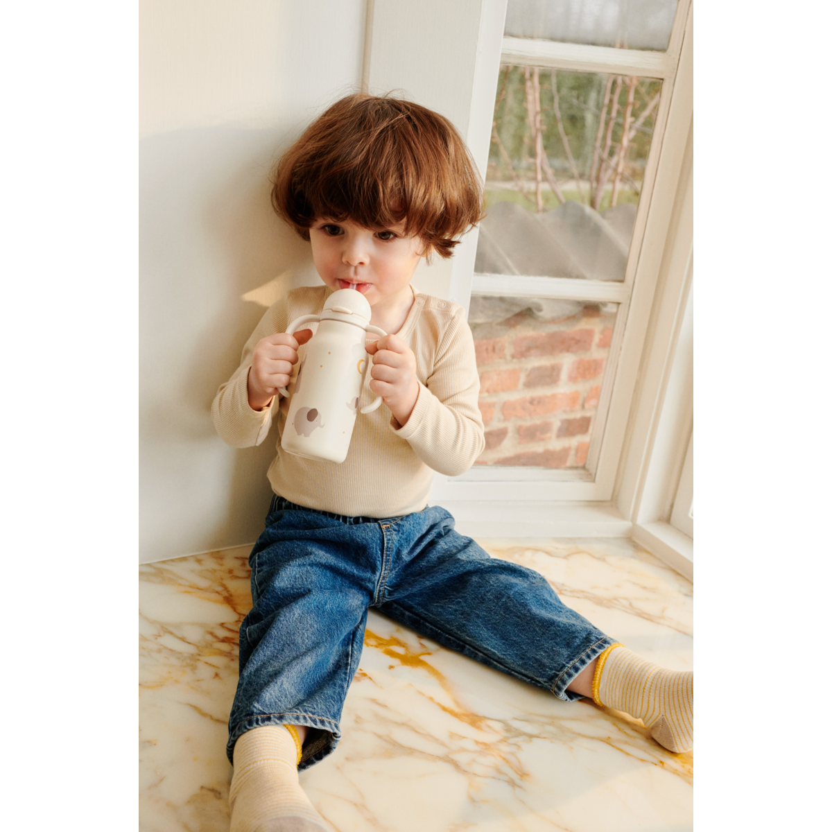 LIEWOOD Kimmie Vandflaske 250 Ml - Elephant / Creme de la creme - Vandflaske