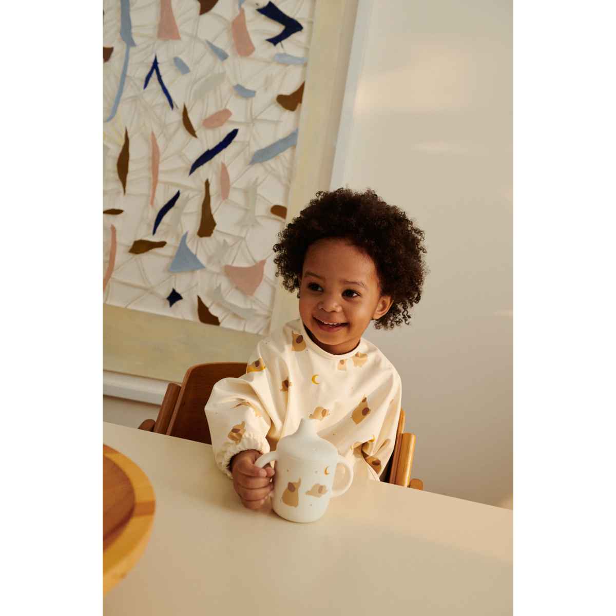 LIEWOOD Merle Hagesmæk Med Ærmer Og Print - Elephant / Creme de la creme - Spiseforklæde