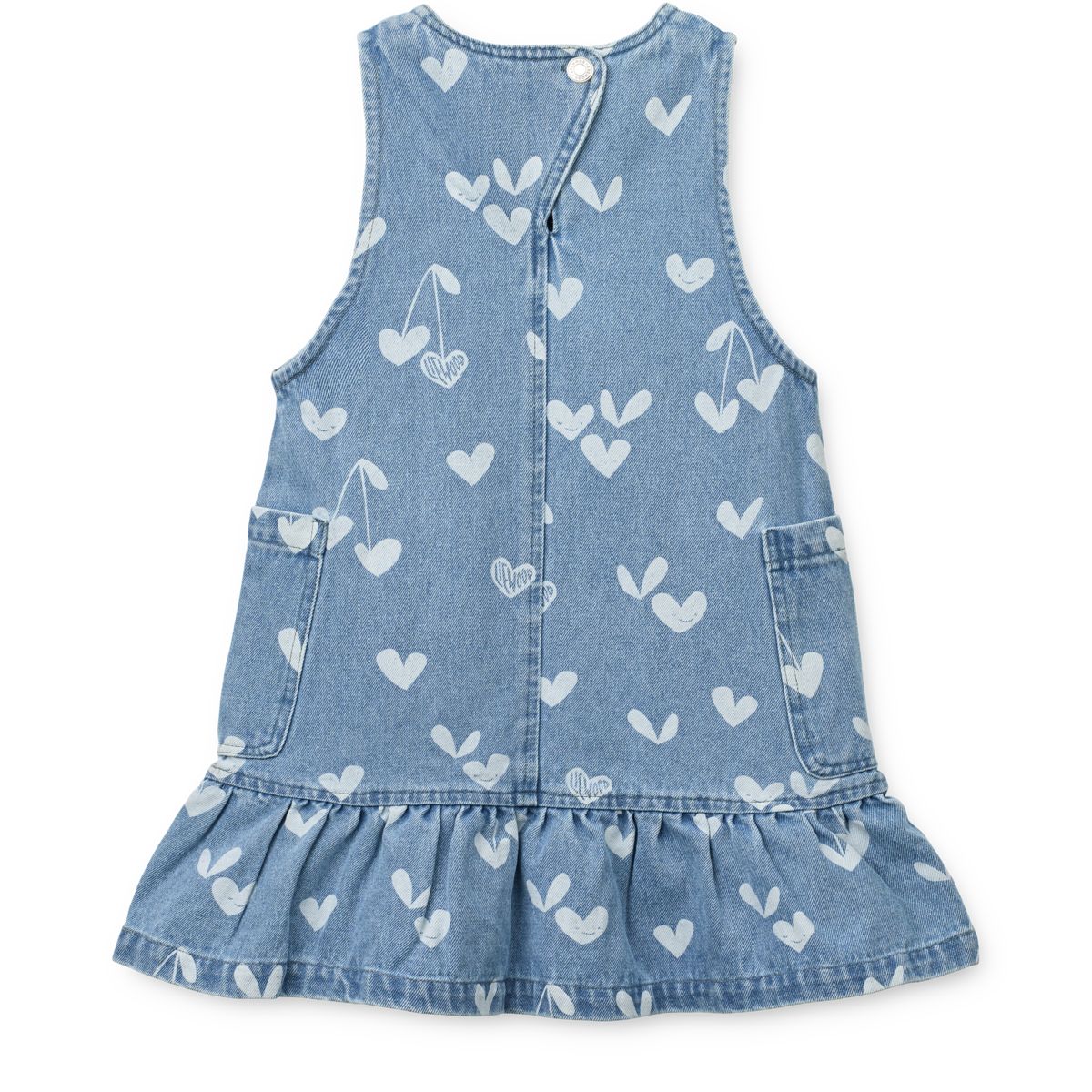 LIEWOOD ANGELICA Denimkjole med print og flæser - Sweethearts / light blue denim - Kjole