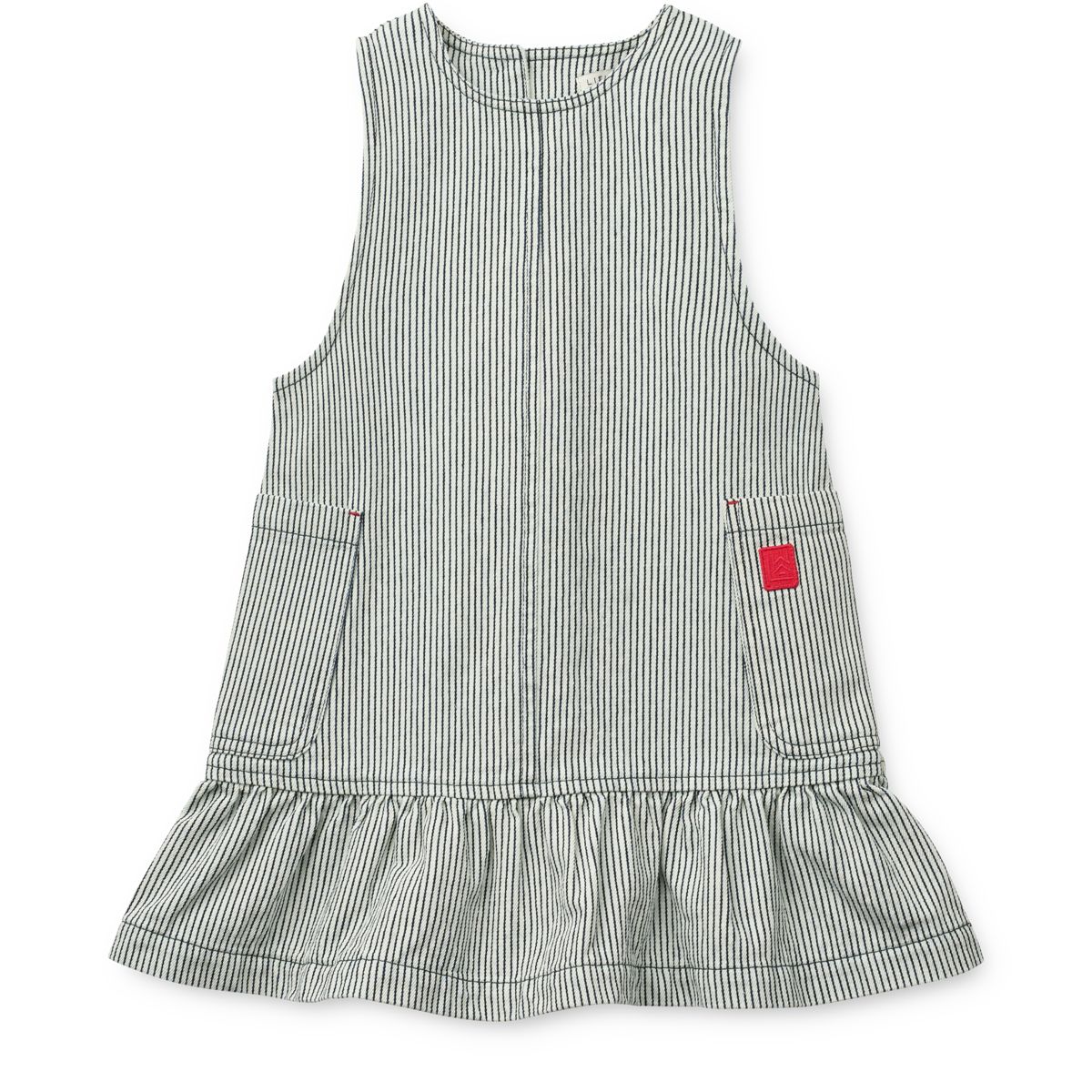 LIEWOOD ANGELICA stribet denimkjole med flæser - Classic navy / Creme de la creme - Kjole