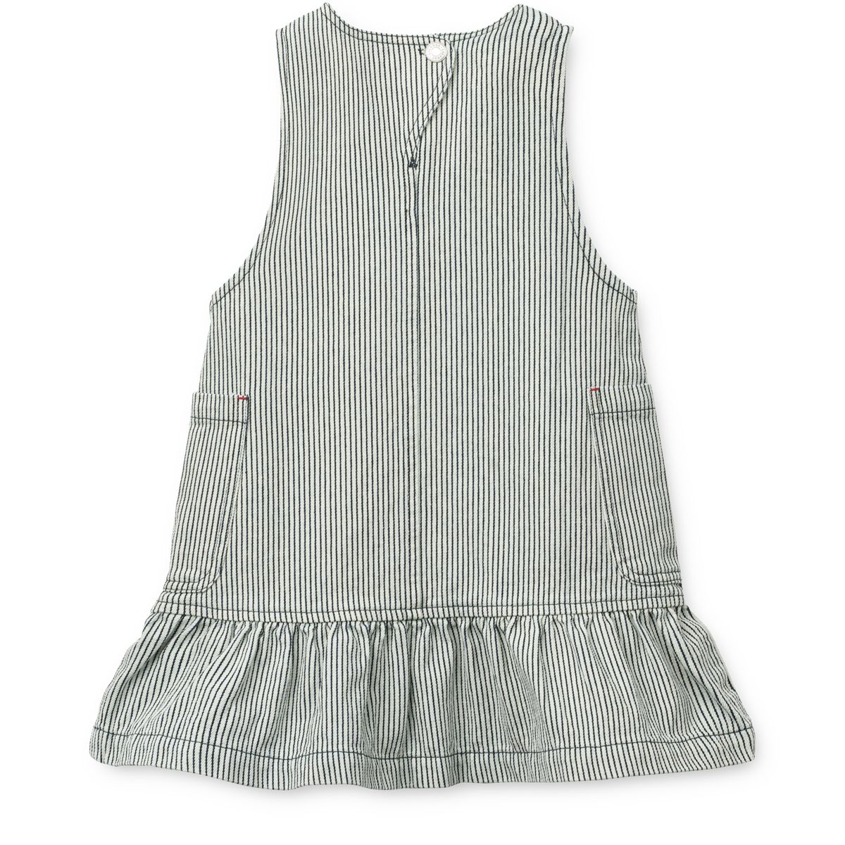 LIEWOOD ANGELICA stribet denimkjole med flæser - Classic navy / Creme de la creme - Kjole