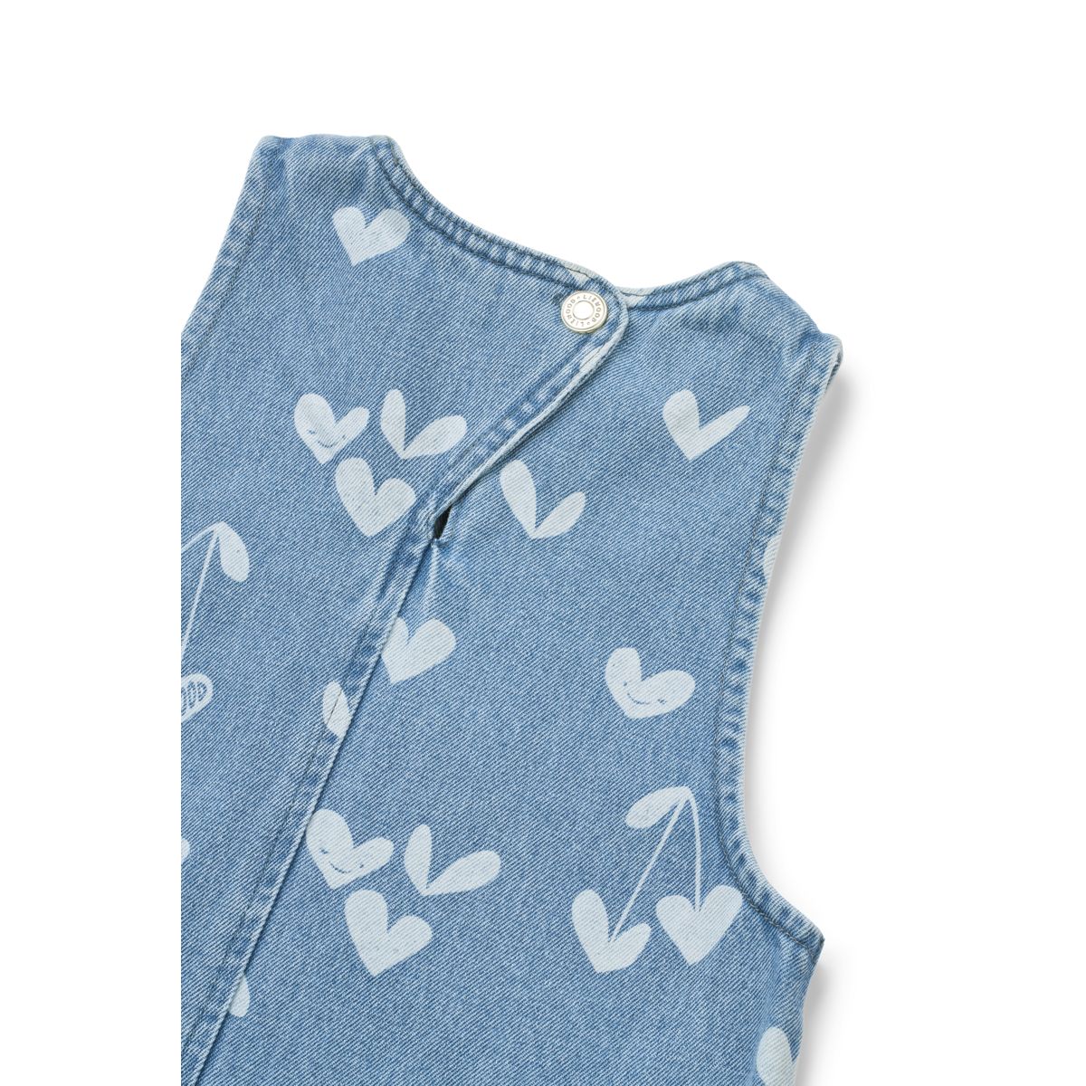 LIEWOOD ANGELICA Denimkjole med print og flæser - Sweethearts / light blue denim - Kjole