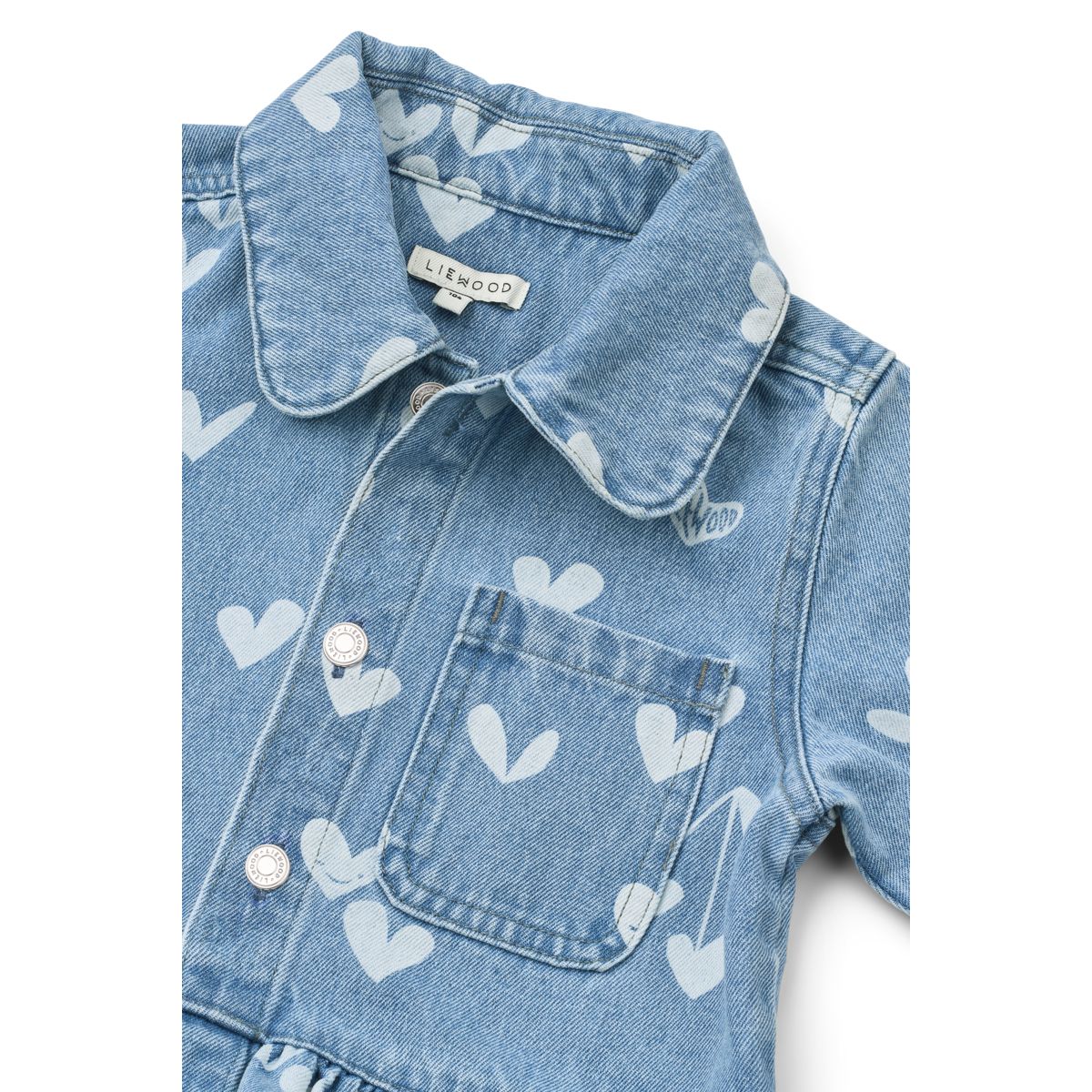 Liewood Kenza Printed Denim Overshirt - Sweethearts / light blue denim - OVERSHIRT