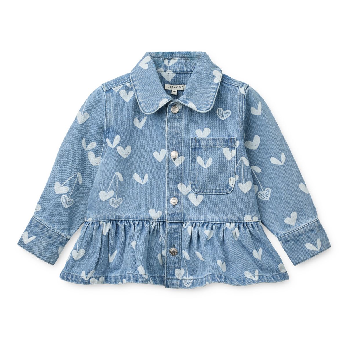 Liewood Kenza Printed Denim Overshirt - Sweethearts / light blue denim - OVERSHIRT