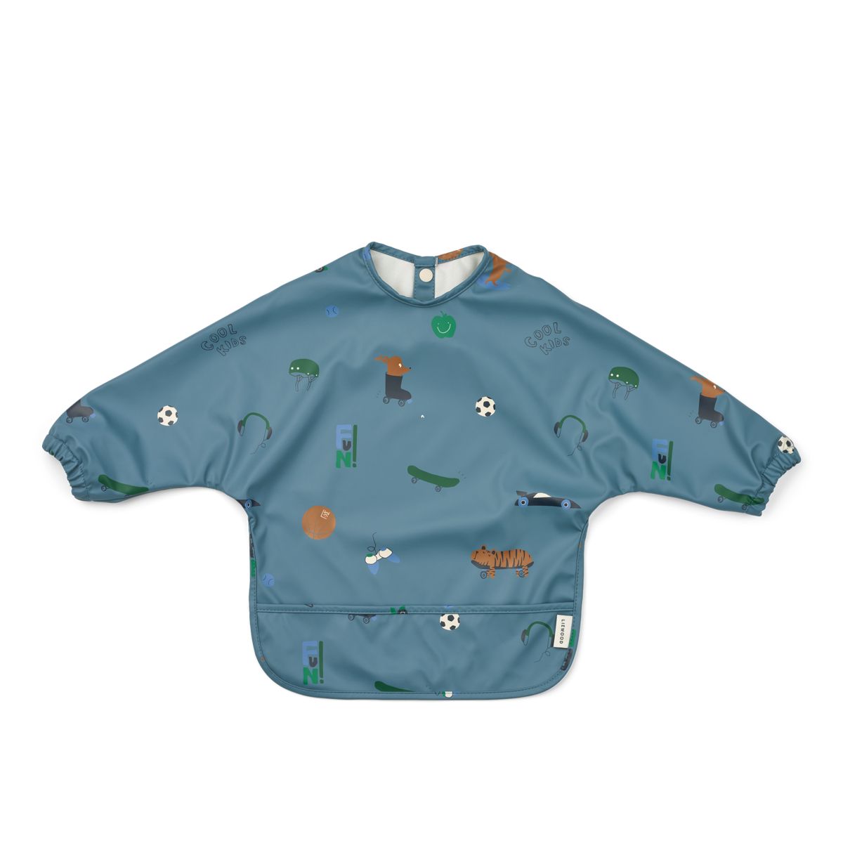 LIEWOOD Merle Hagesmæk Med Ærmer Og Print - Fun / Beach blue - Spiseforklæde