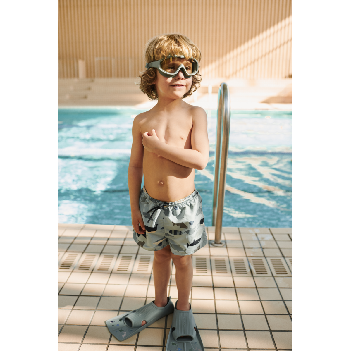 LIEWOOD Aiden Badebukser med print - Shark / Dove blue - Badeshorts