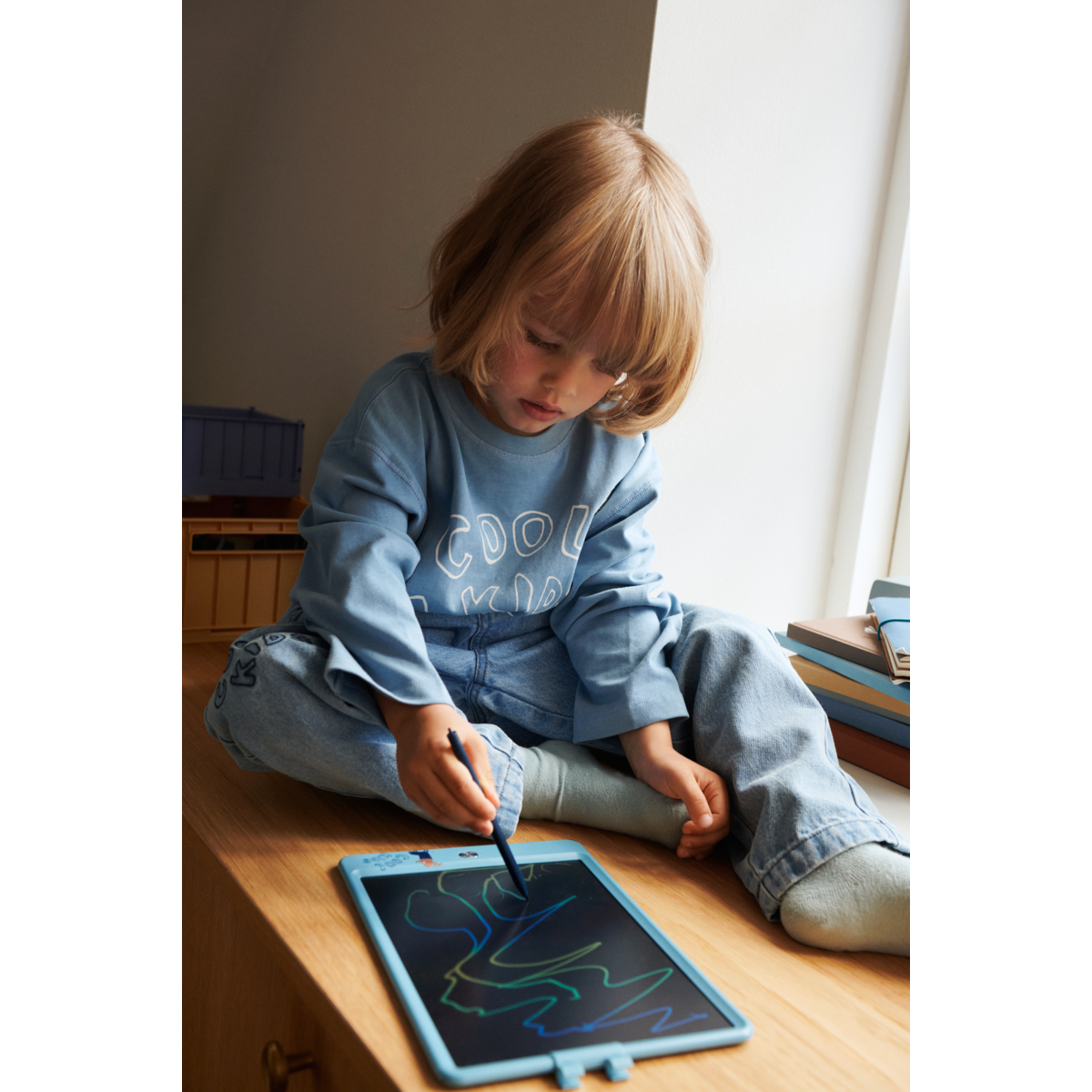 Liewood Zora LCD drawing board 10 inches - Tiger / Beach blue - CREATIVE TOYS