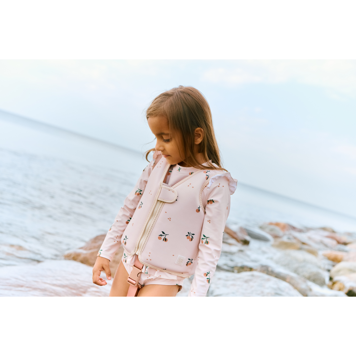 Sille Mønstret Badedragt - Peach / Sea shell