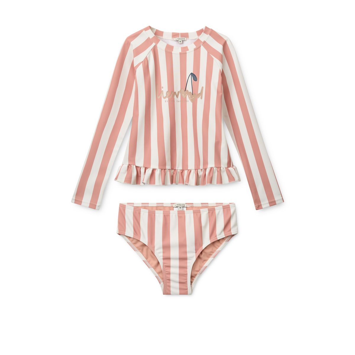 Dagny Stribet Badetøjssæt - Coral blush / creme de la creme stripe