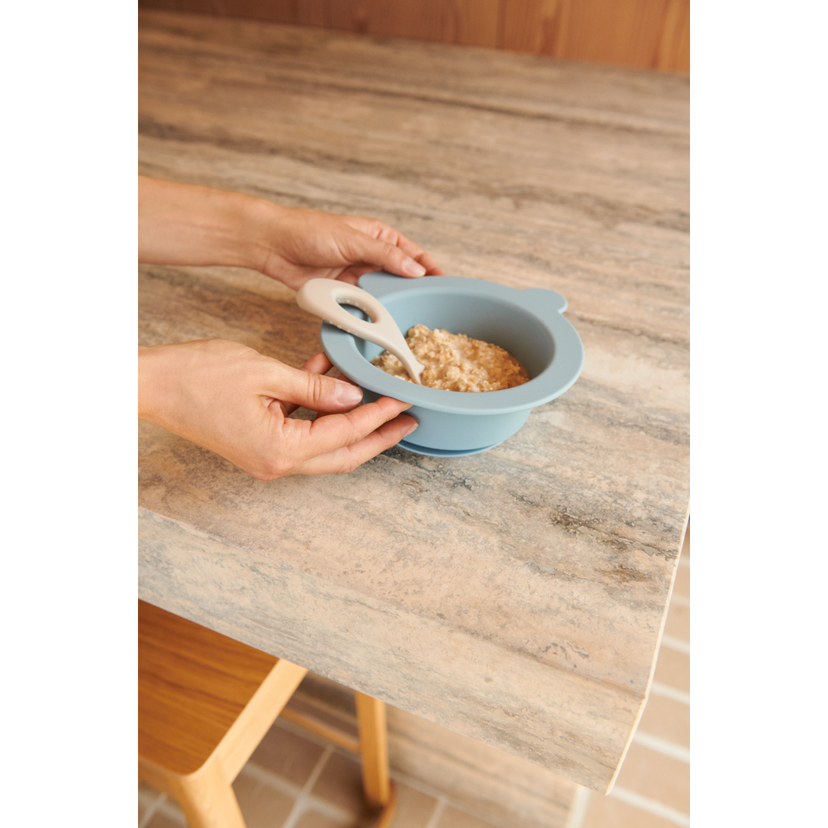 LIEWOOD Peony Skridsikker Skål 2 stk - Sea blue / Whale blue - Skål