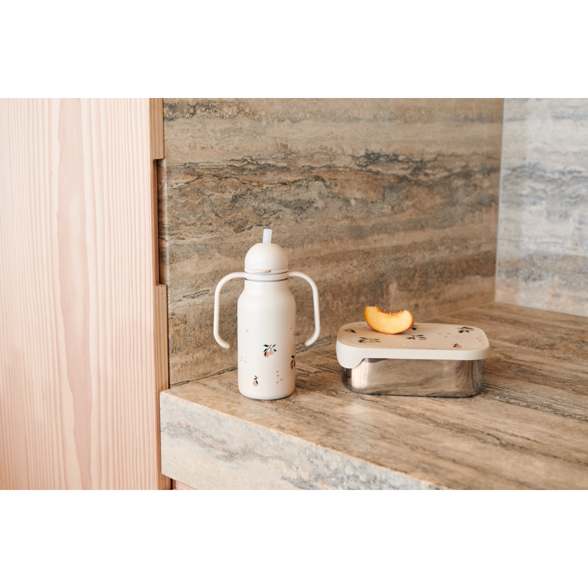 LIEWOOD Arthur Madkasse Med Print - Peach / Sea shell mix - Madkasse