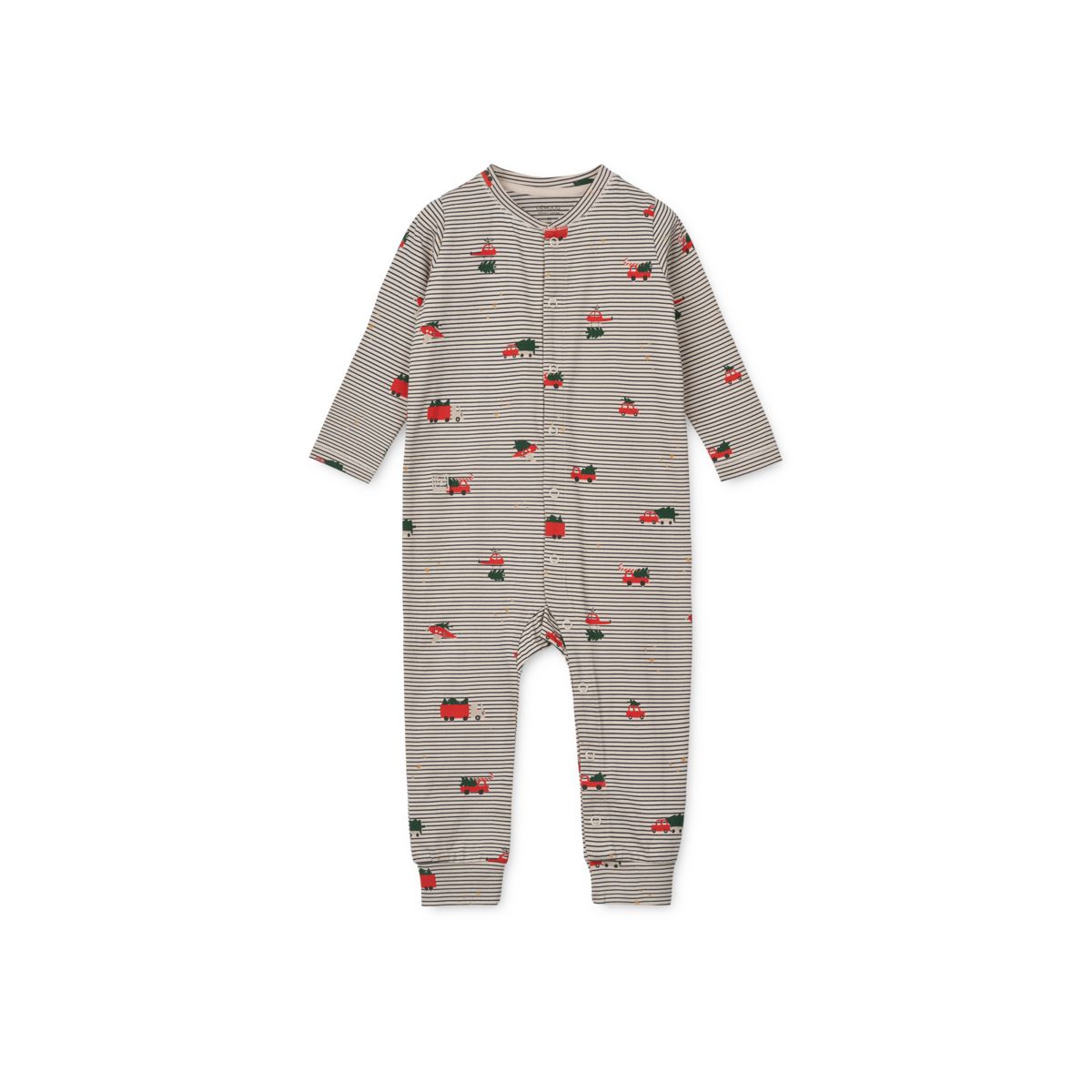 LIEWOOD Birk Pyjamasdragt Med Print - Holiday vehicles / Stripe navy - Pyjamas Jumpsuits