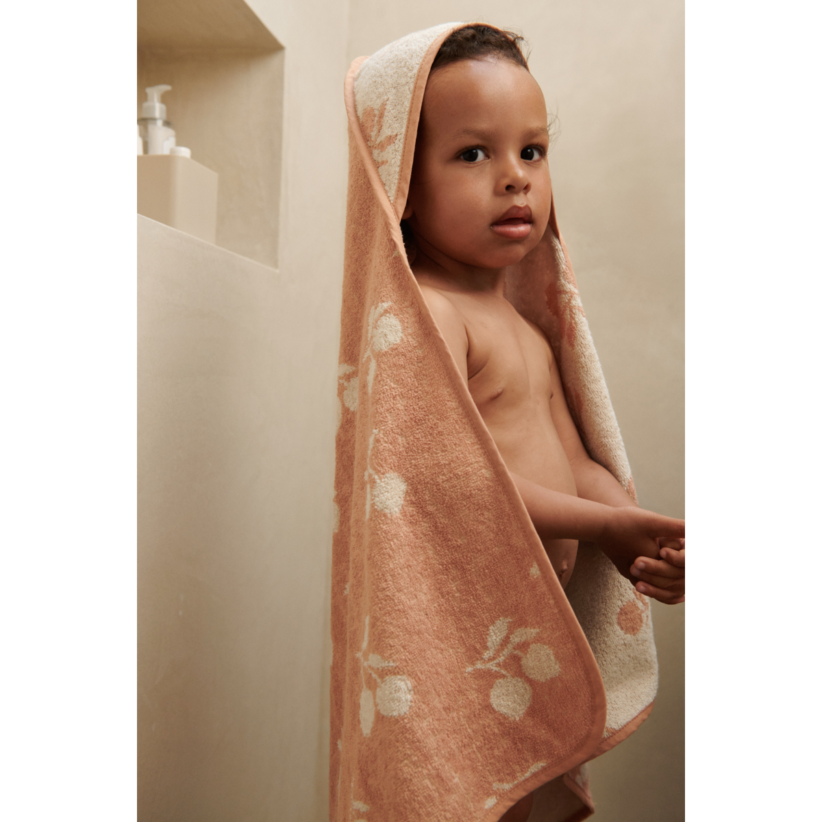 Alba Babyhåndklæde med hætte - Peach / Sea shell