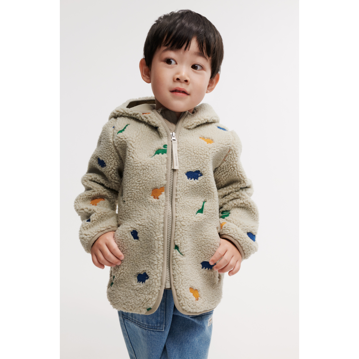 LIEWOOD Mara Fleecejakke - Dinosaur / Mist embroidery - Jakker