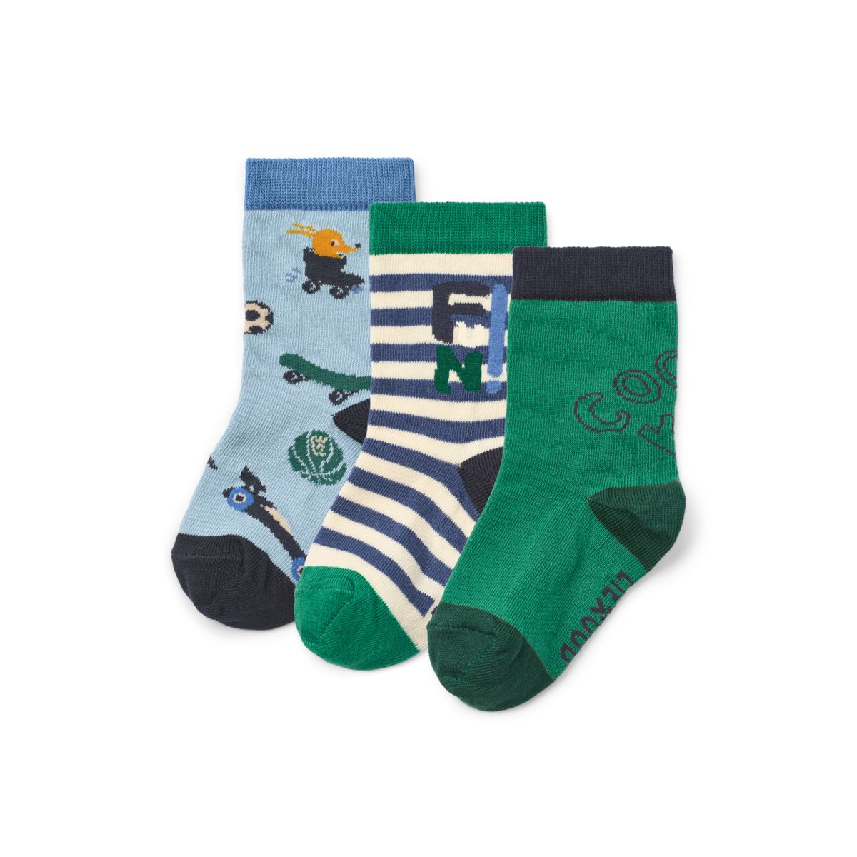 Liewood Silas Socks 3-Pack - Fun / Beach blue mix - SOCKS/STOCKINGS
