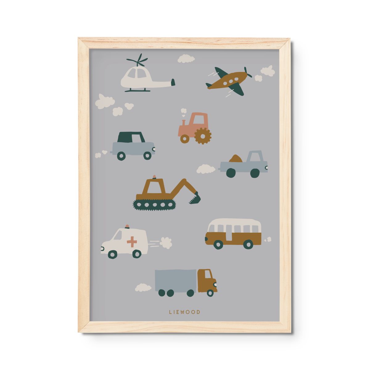 LIEWOOD Beverly plakat - Vehicles / Dove blue - Plakat