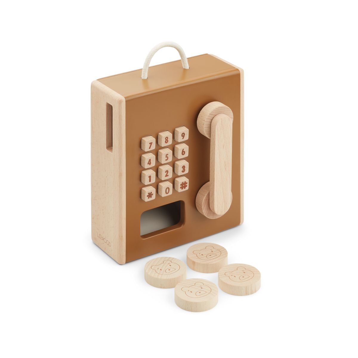 LIEWOOD Rufus mønttelefon - Golden caramel multi mix - FORUDSÆT SPIL
