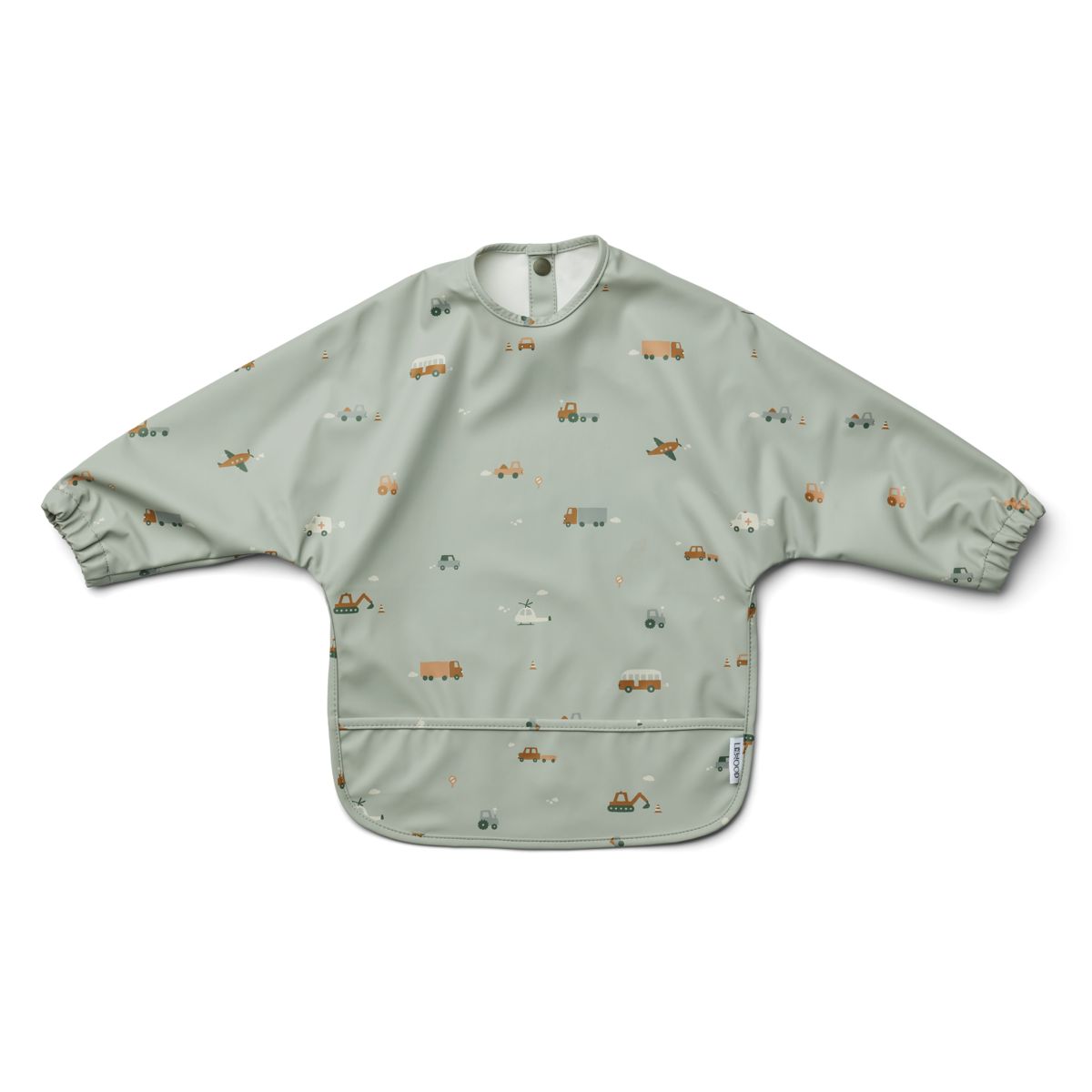 LIEWOOD Merle hagesmæk med ærmer - Vehicles/dove blue mix - Spiseforklæde