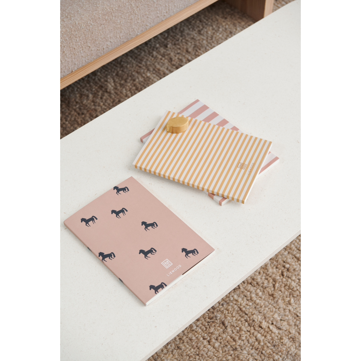 LIEWOOD Sidney notesbøger - Horses / Stripe mix - Notesbog