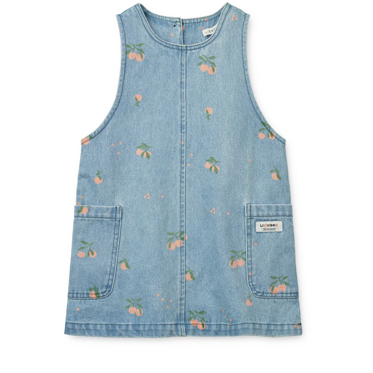 LIEWOOD Angelica Mønstret Denimkjole - Peach / Light Blue Denim - Kjole