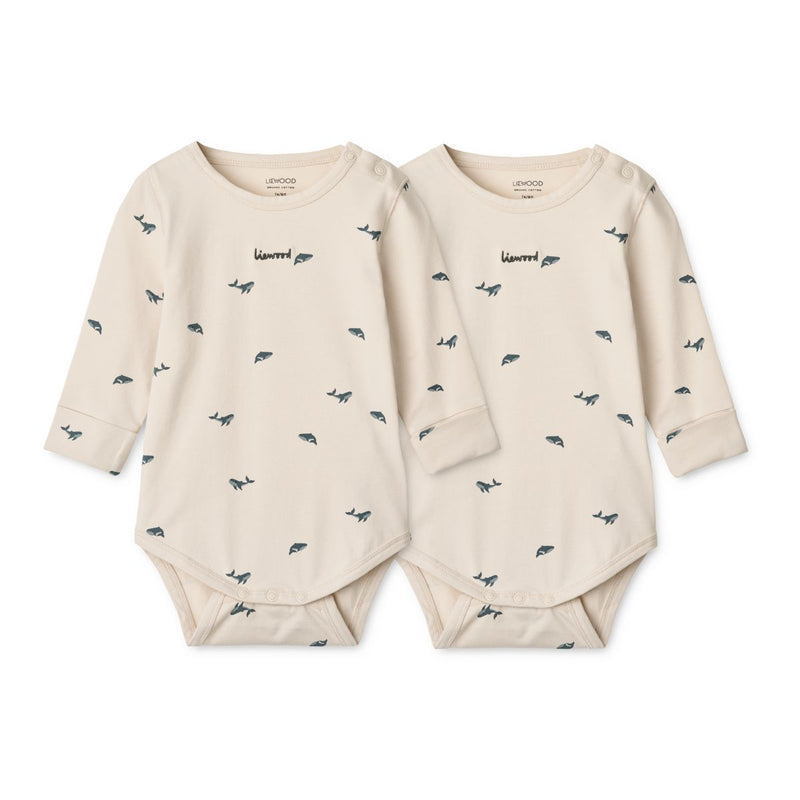 LIEWOOD YANNI Babybody 2 stk - Mini whale / Sandy - Bodystocking