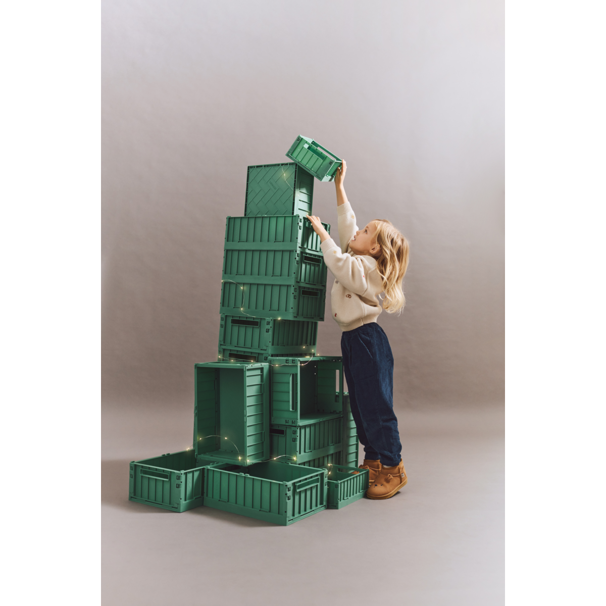 LIEWOOD Weston mellem opbevaringskasse 2-pak - Dusty ivy - Opbevaringskasser