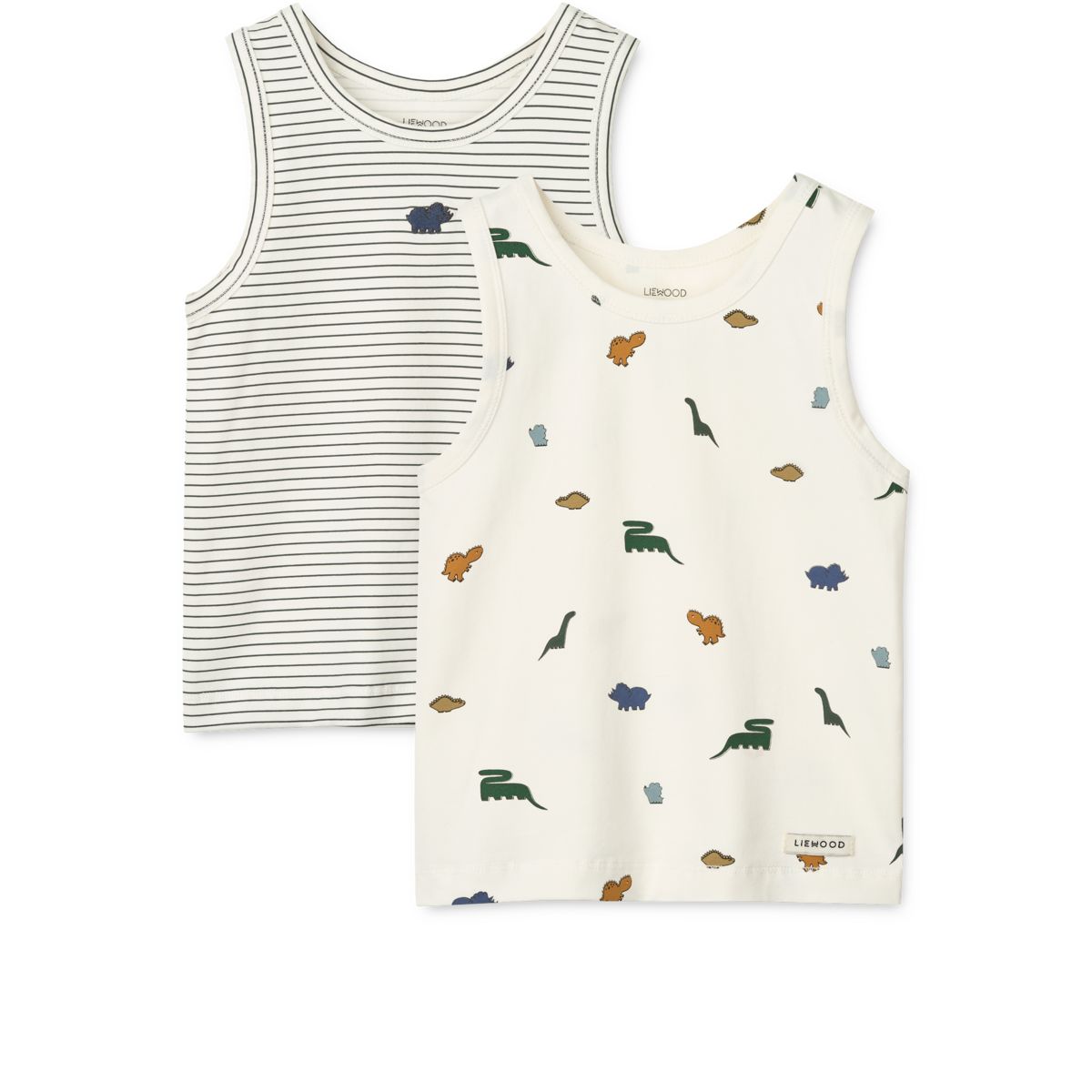 LIEWOOD FARIS Tank Top 2 stk - Mini dinosaurs creme / stripe mix - Tank top