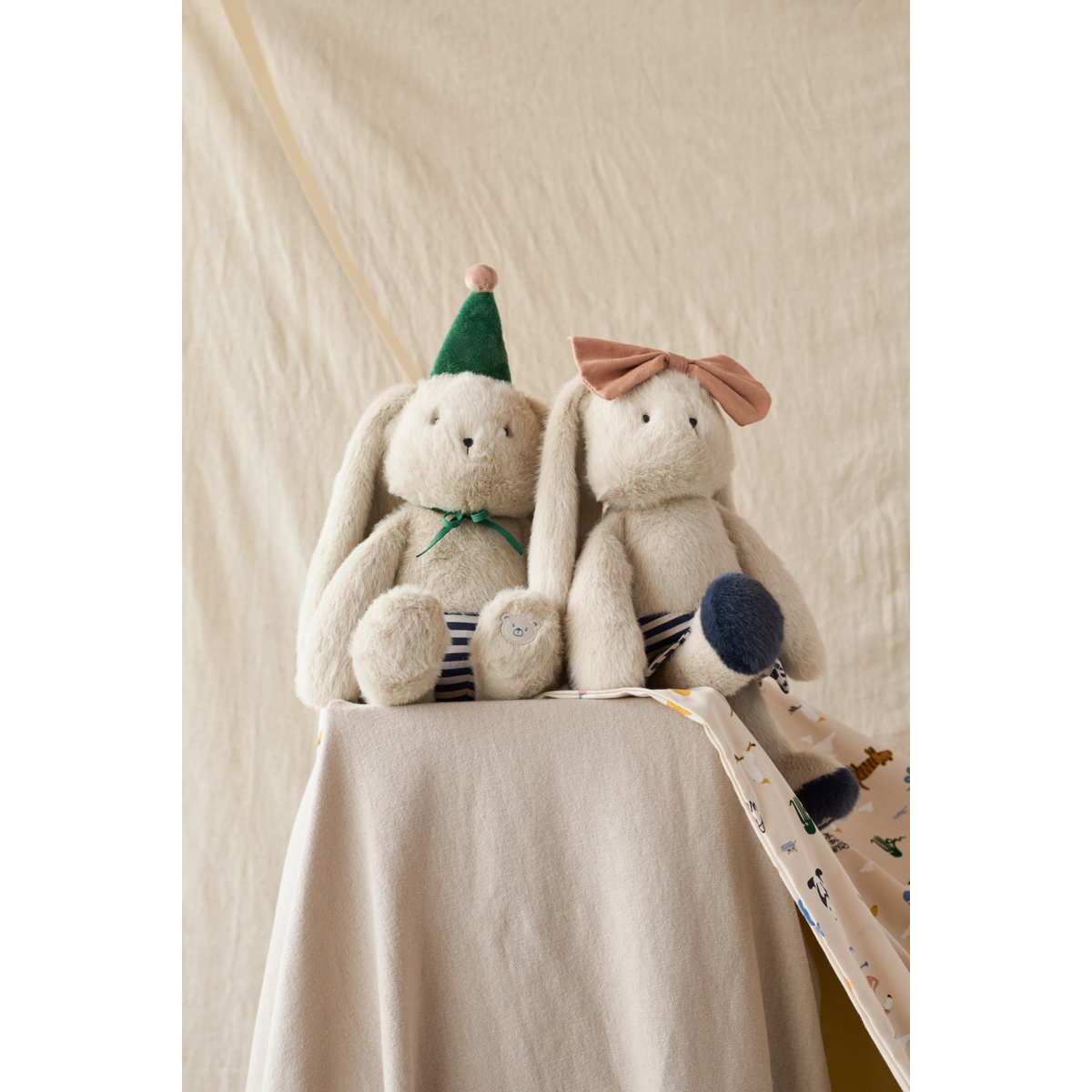 BABETTE Kaninbamse - Mist / Navy stripe mix