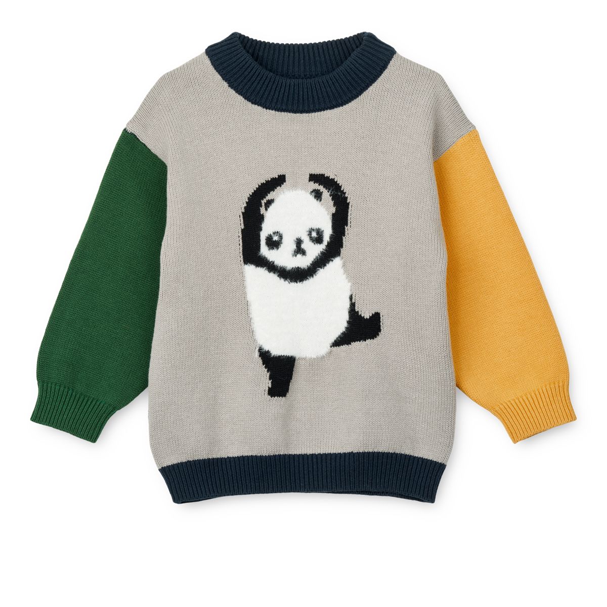 ORLANE Broderet Striktrøje - Panda / Mist / Classic navy multi mix