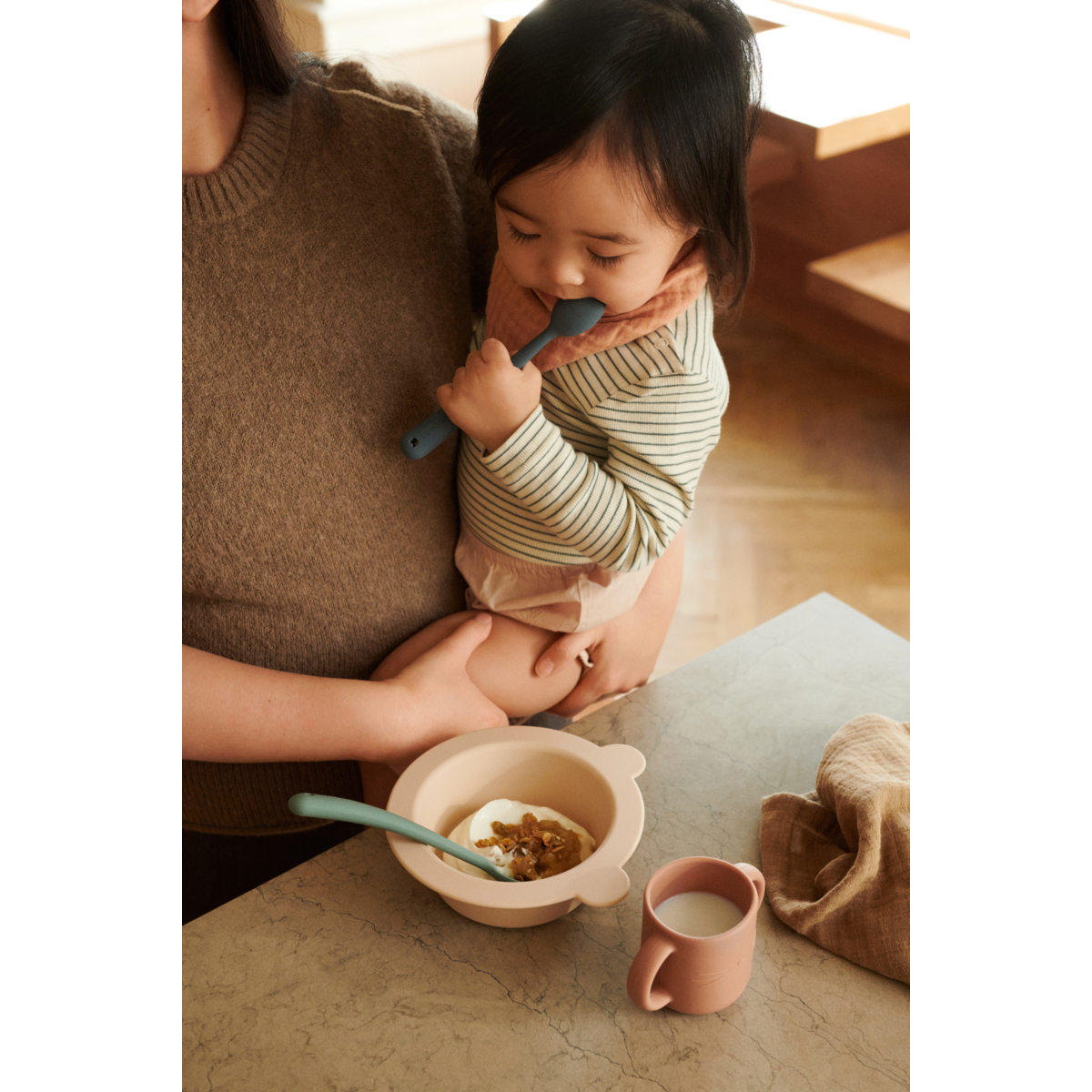 LIEWOOD Peony Skridsikker Skål 2 stk - Mustard / tuscany rose mix - Skål