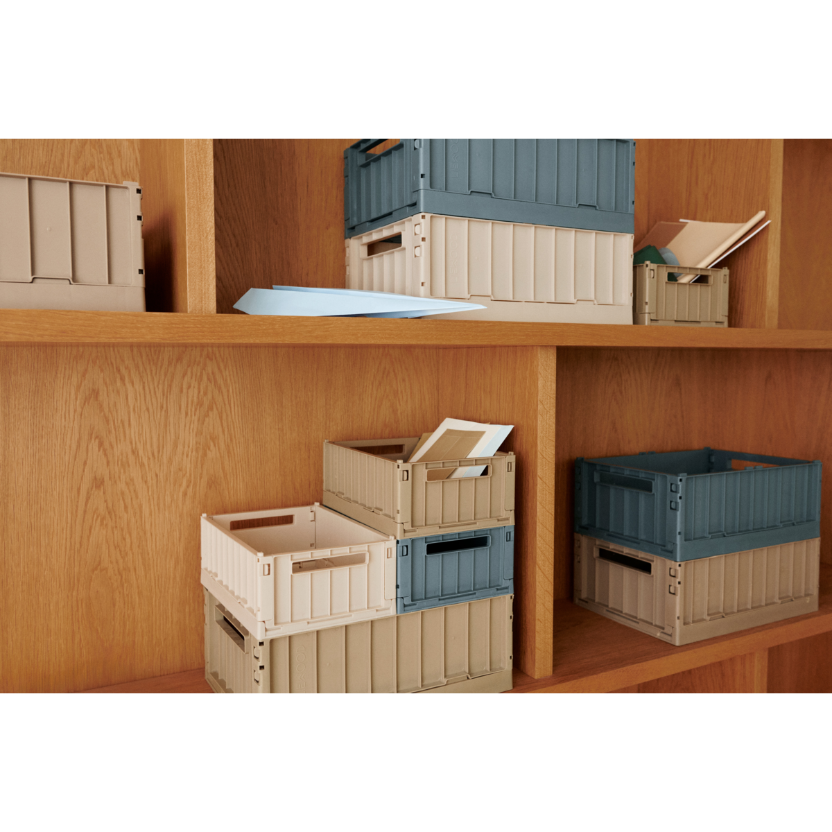 LIEWOOD Weston mellem opbevaringskasse 2-pak - Whale blue - Opbevaringskasser