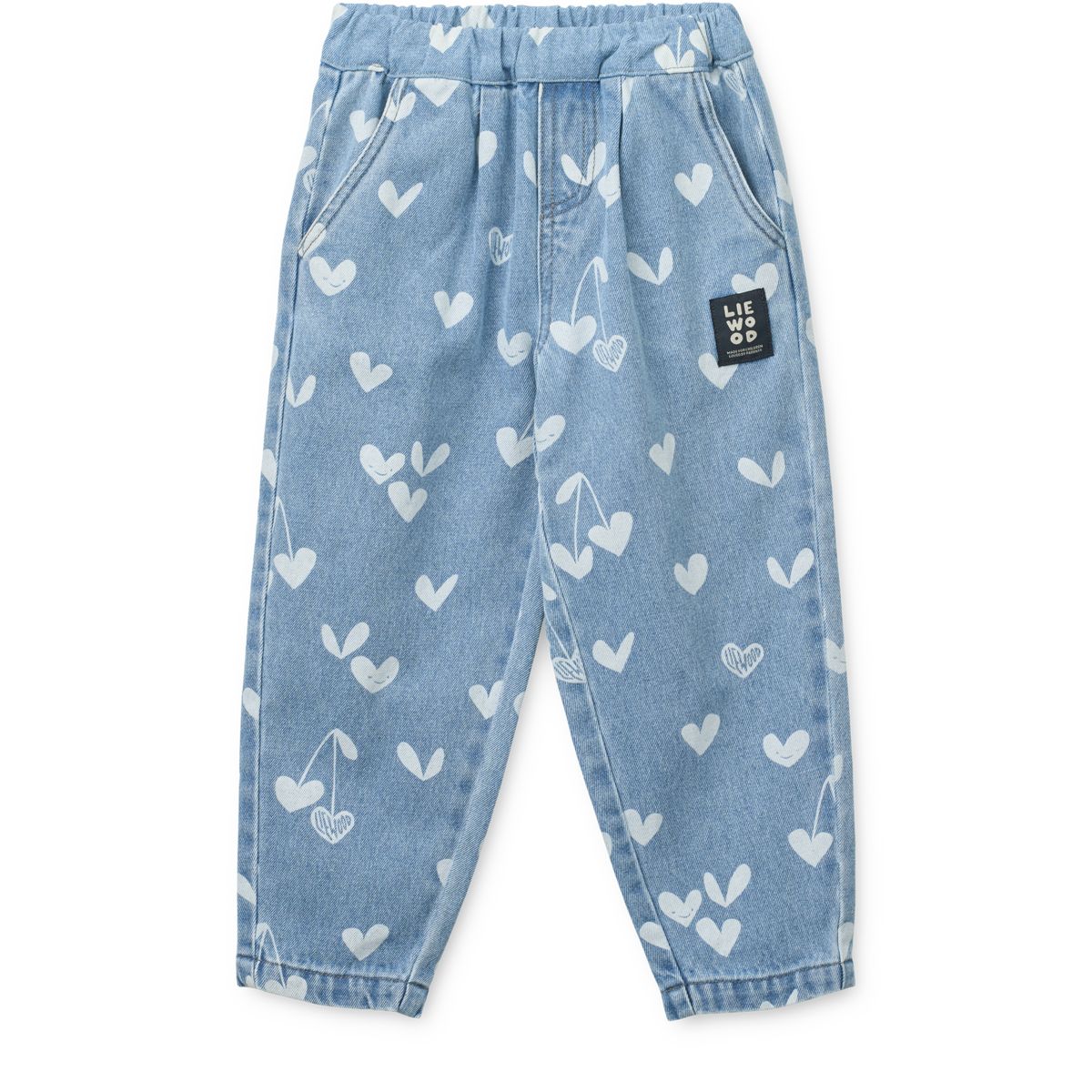 Liewood Borris Printed Denim Trousers - Sweethearts / light blue denim - PANTS