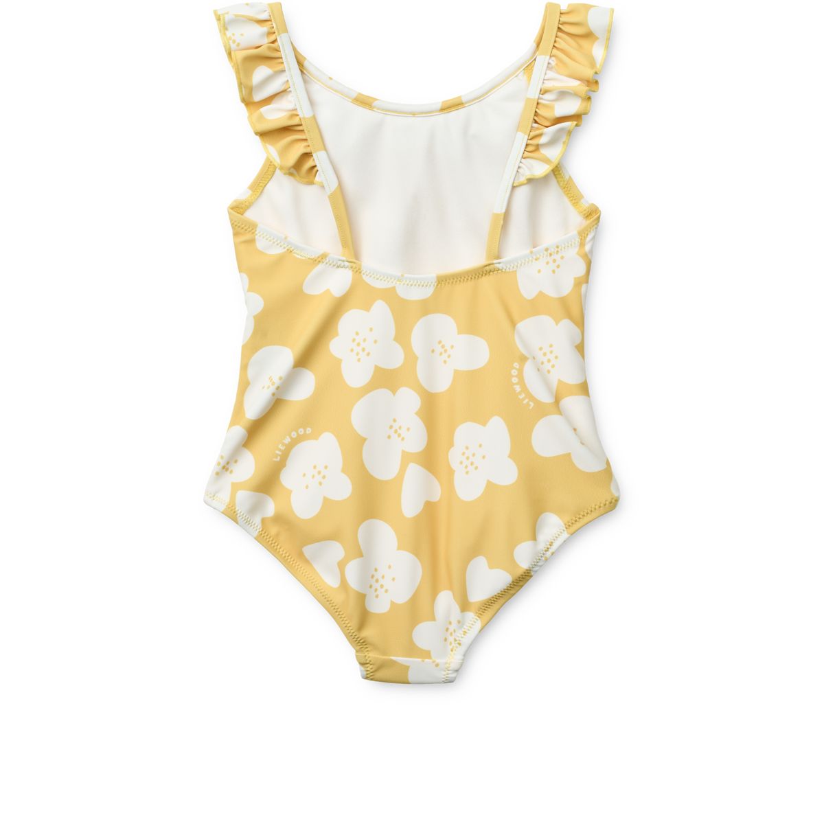Kallie Badedragt Med Print Og Flæse - Flower / Lemon yellow