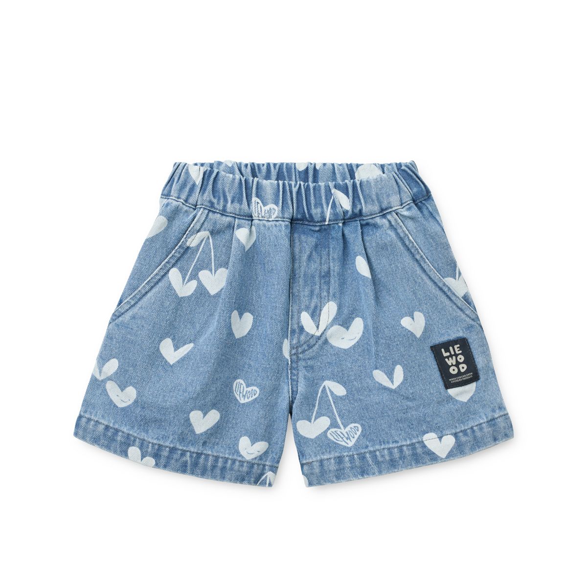 Liewood Borrisa Printed Denim Shorts - Sweethearts / light blue denim - SHORTS