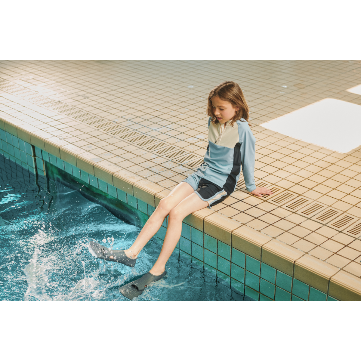 OLUF badebluse - Beach blue mix