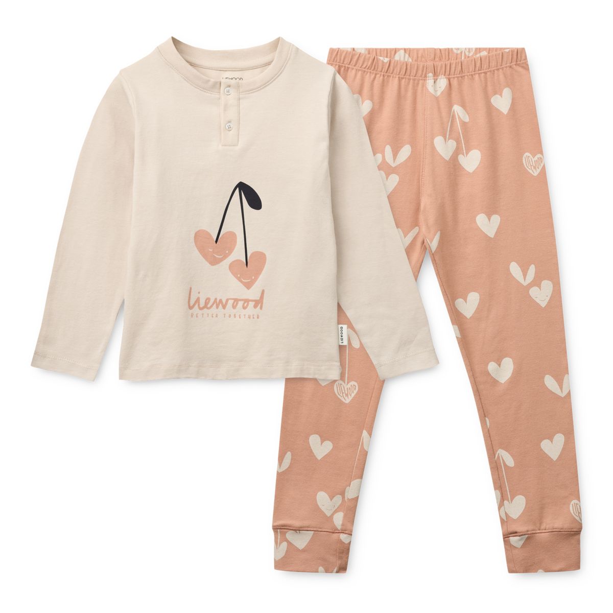 LIEWOOD WILHELM Pyjamas Med Print - Heart / Sweetheart / Pale tuscany / mix - Pyjamassæt