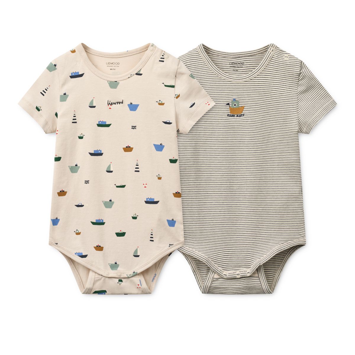 Liewood Yanni Grow short-sleeve Bodystocking - Sailing / Classic navy stripe / mix - BODYSTOCKING
