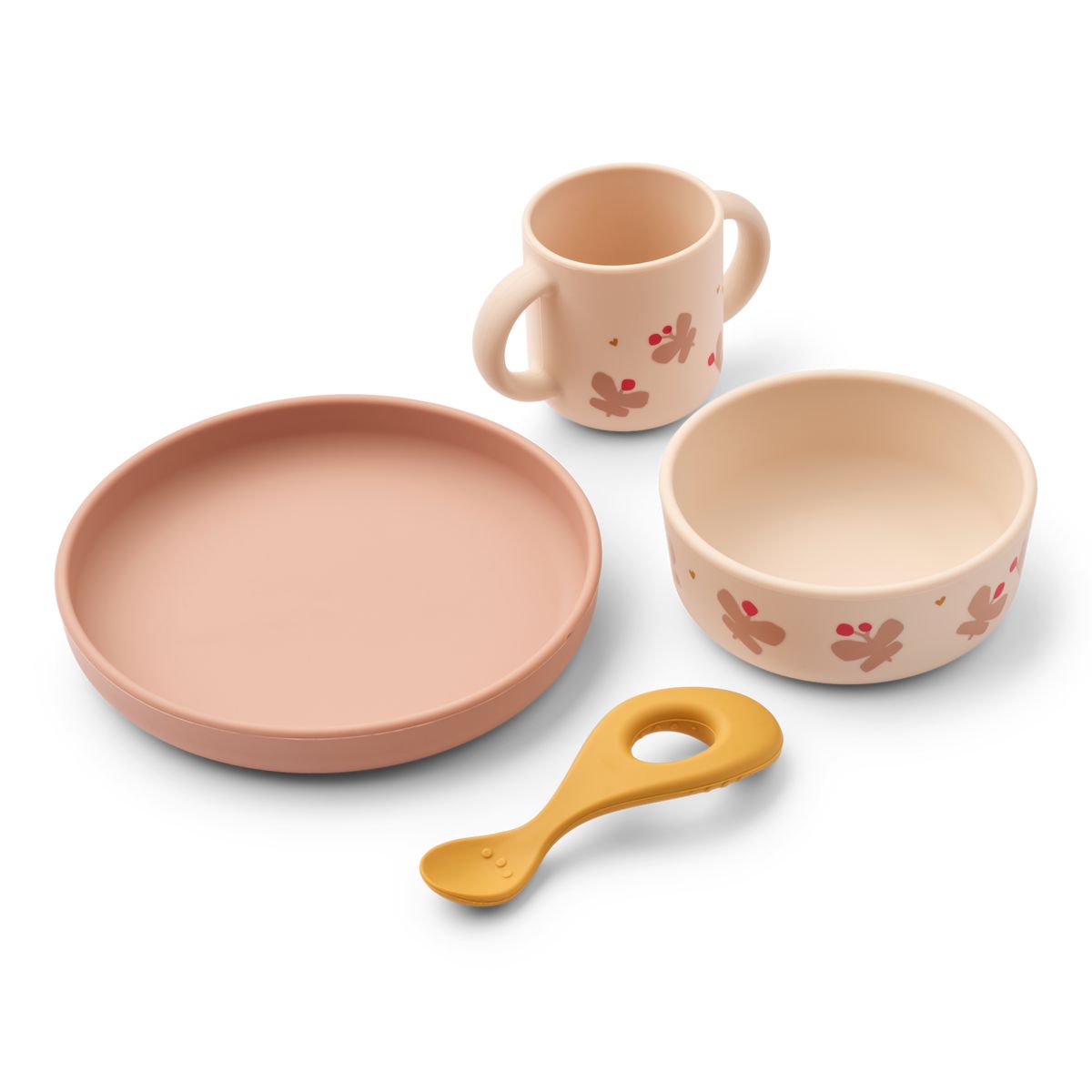 Liewood Vivi Silicone Tableware Set - Butterfly / Apple blossom - TABLEWARE SET