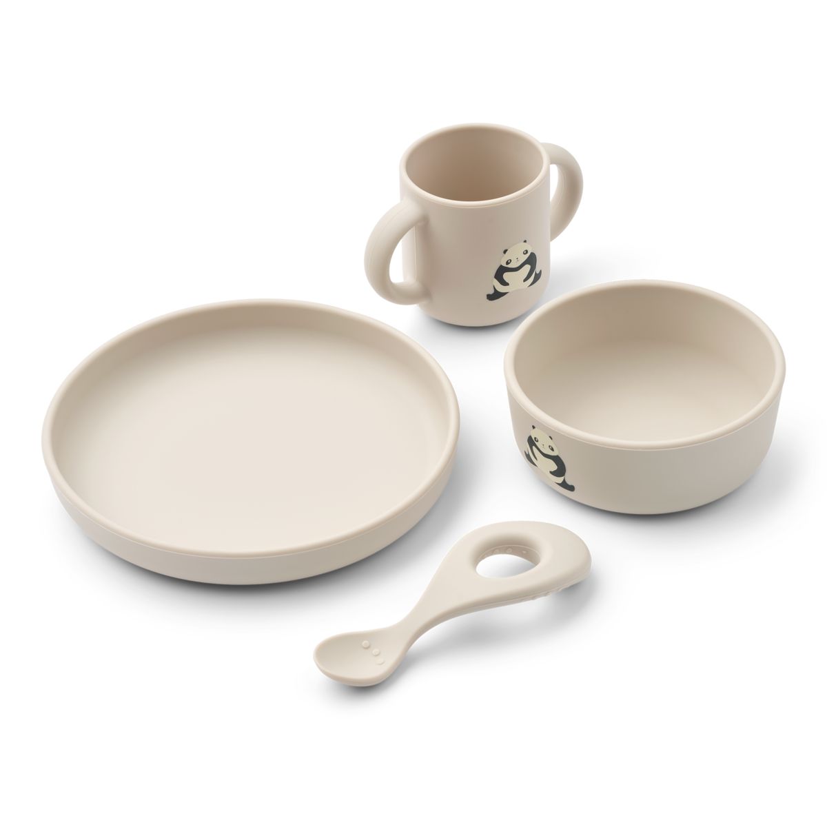 Liewood Vivi Silicone Tableware Set - Panda / Sandy - TABLEWARE SET
