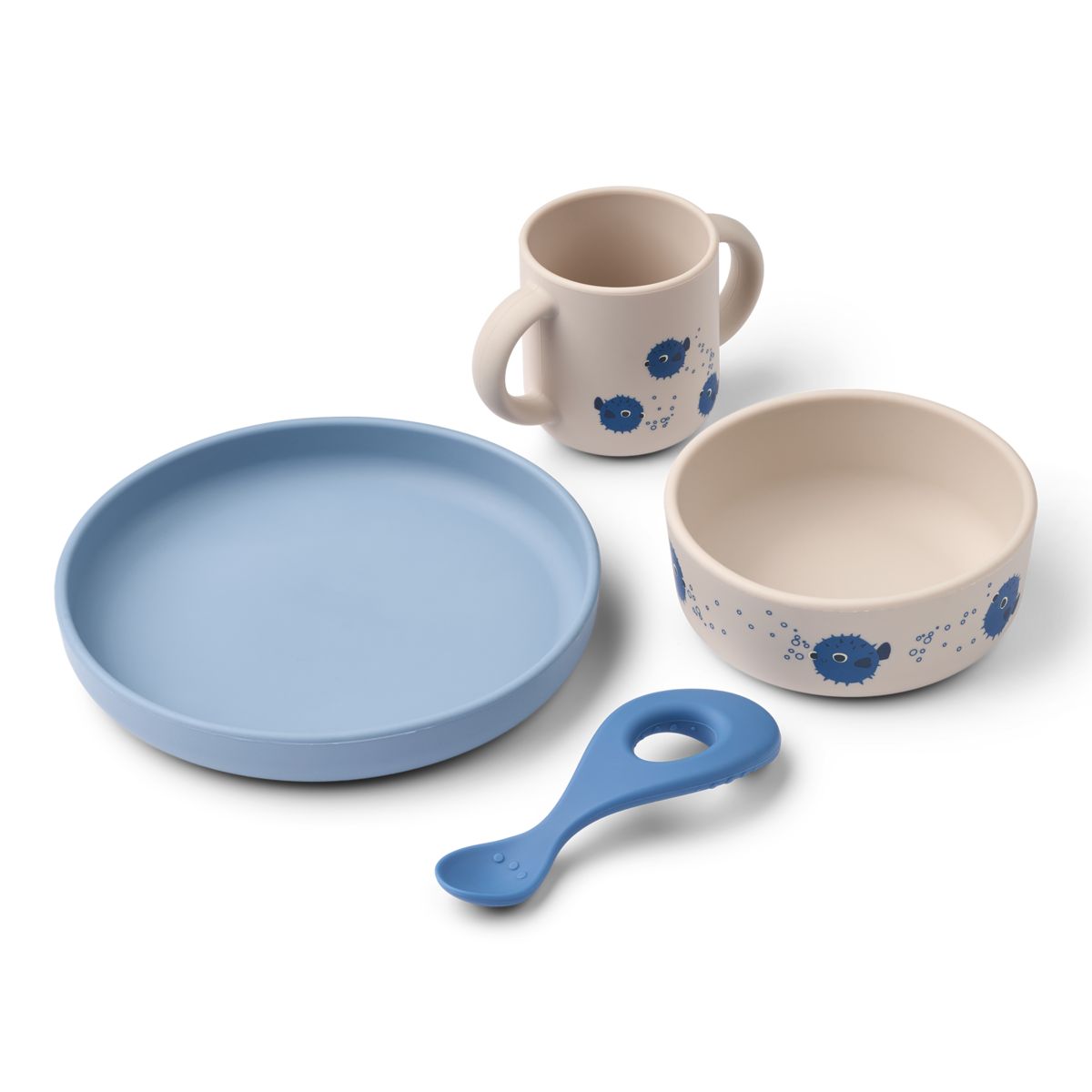 Liewood Vivi Silicone Tableware Set - Pufferfish / Sandy - TABLEWARE SET