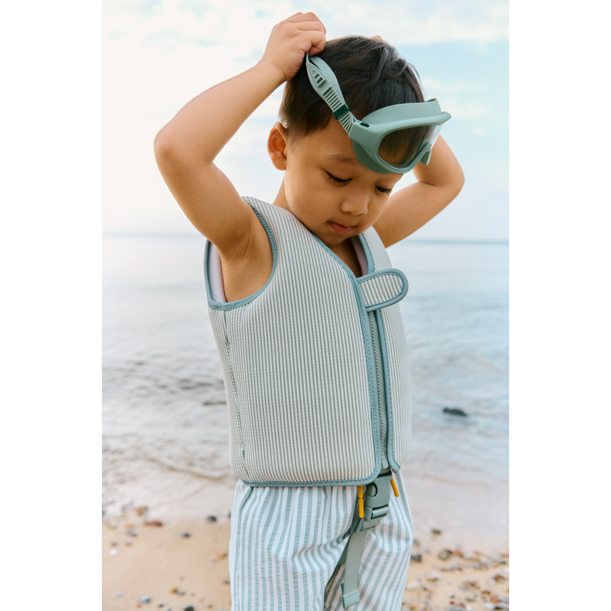 LIEWOOD Duke Stribede Badebukser - Stripe Peppermint / Crisp white - Badeshorts