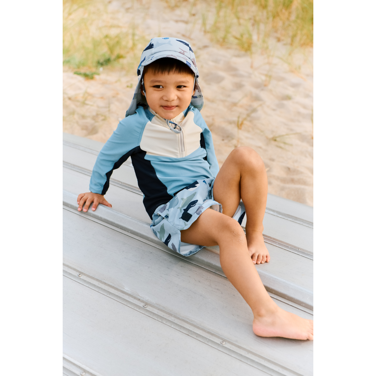 OLUF badebluse - Beach blue mix